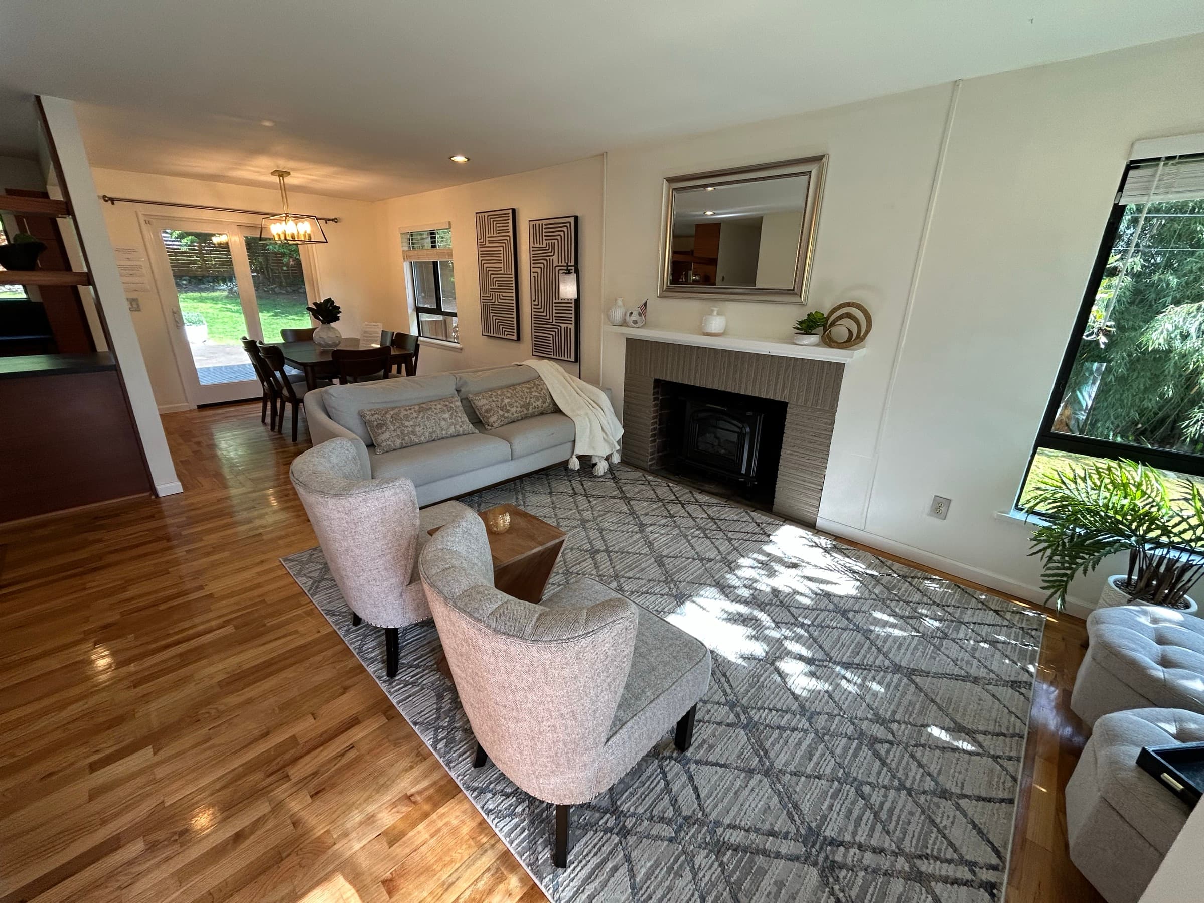 Upstairs living room with fireplace