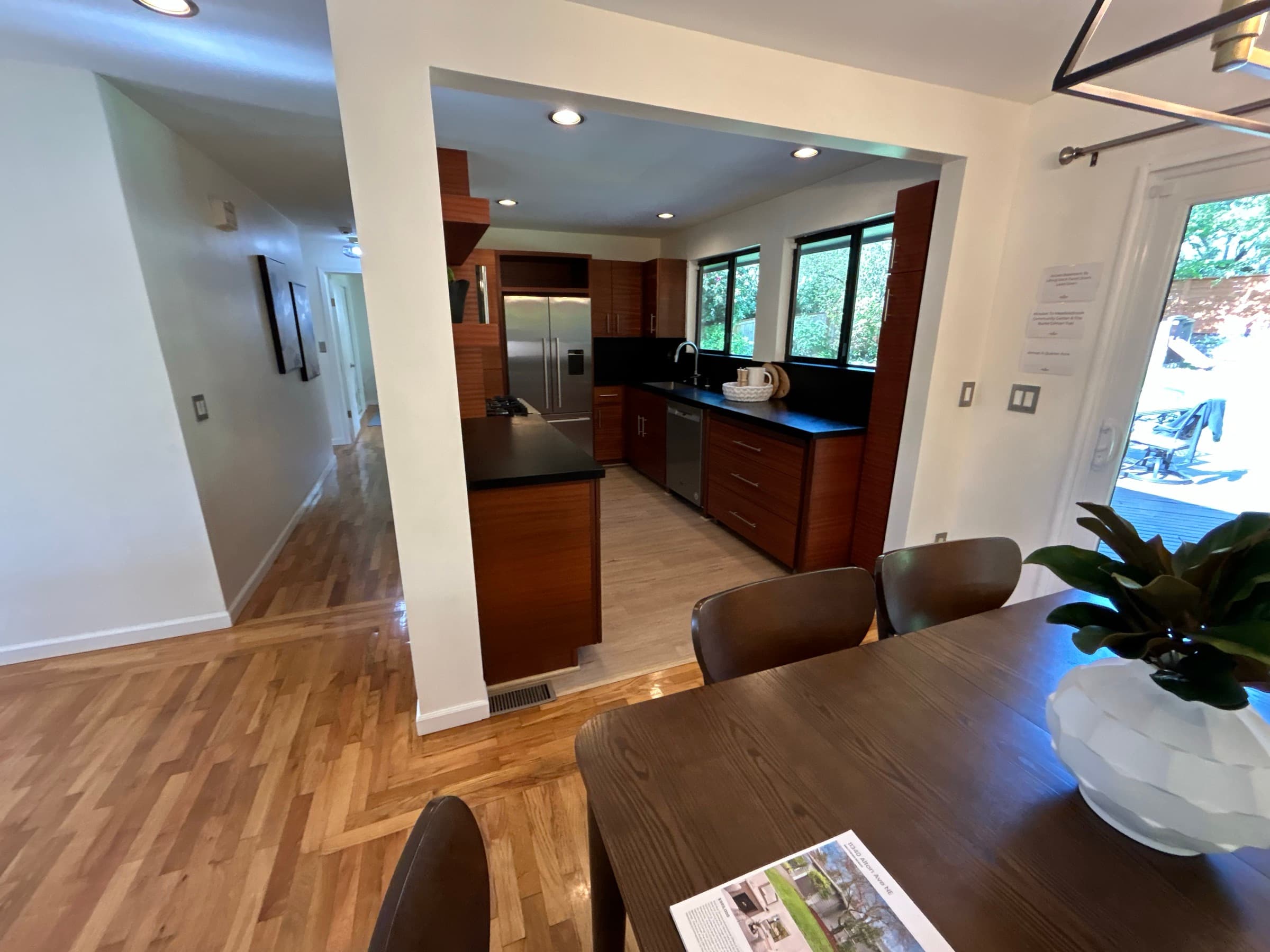 Open dining looking into kitchen