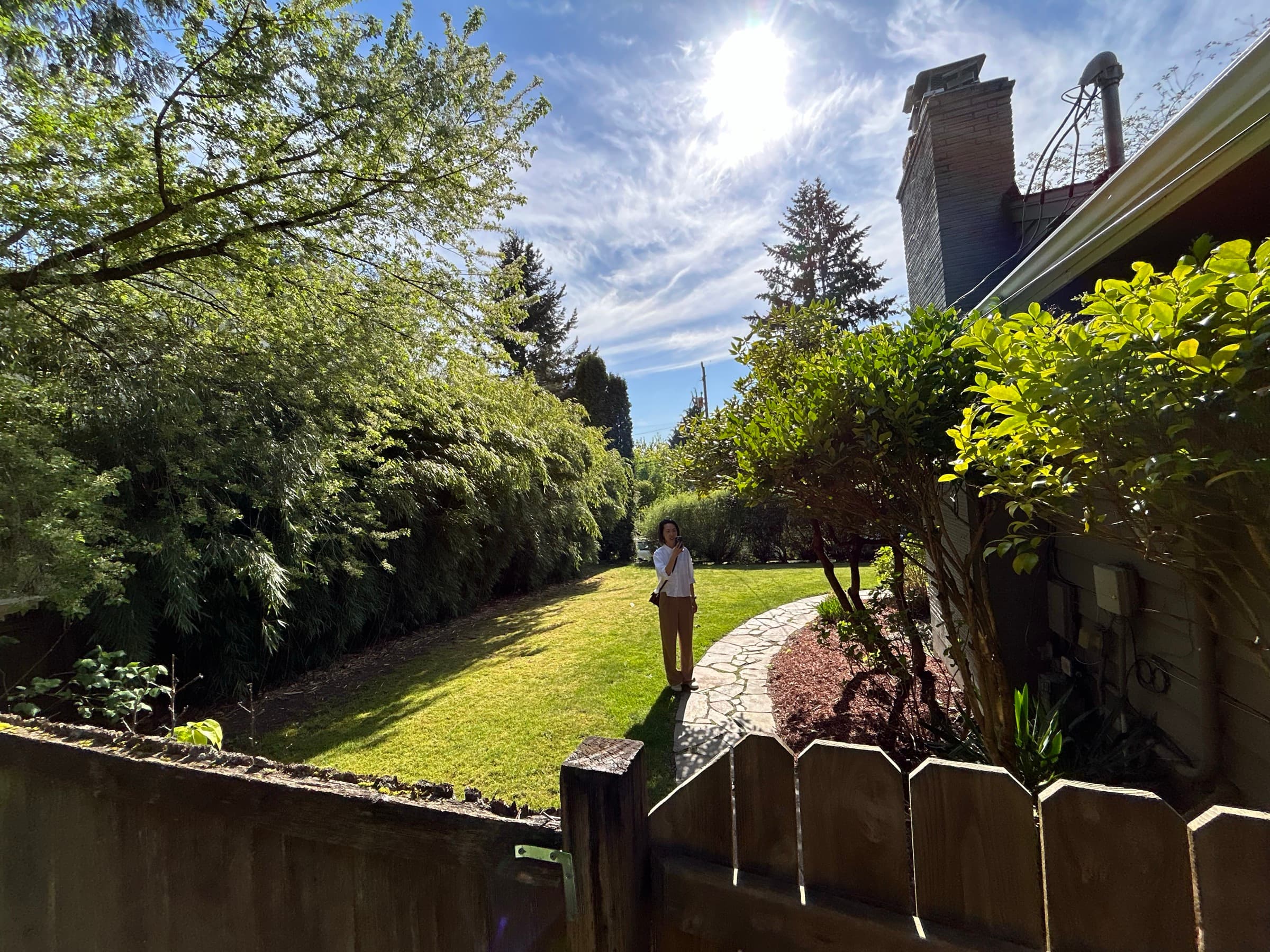 Side yard along the stone path