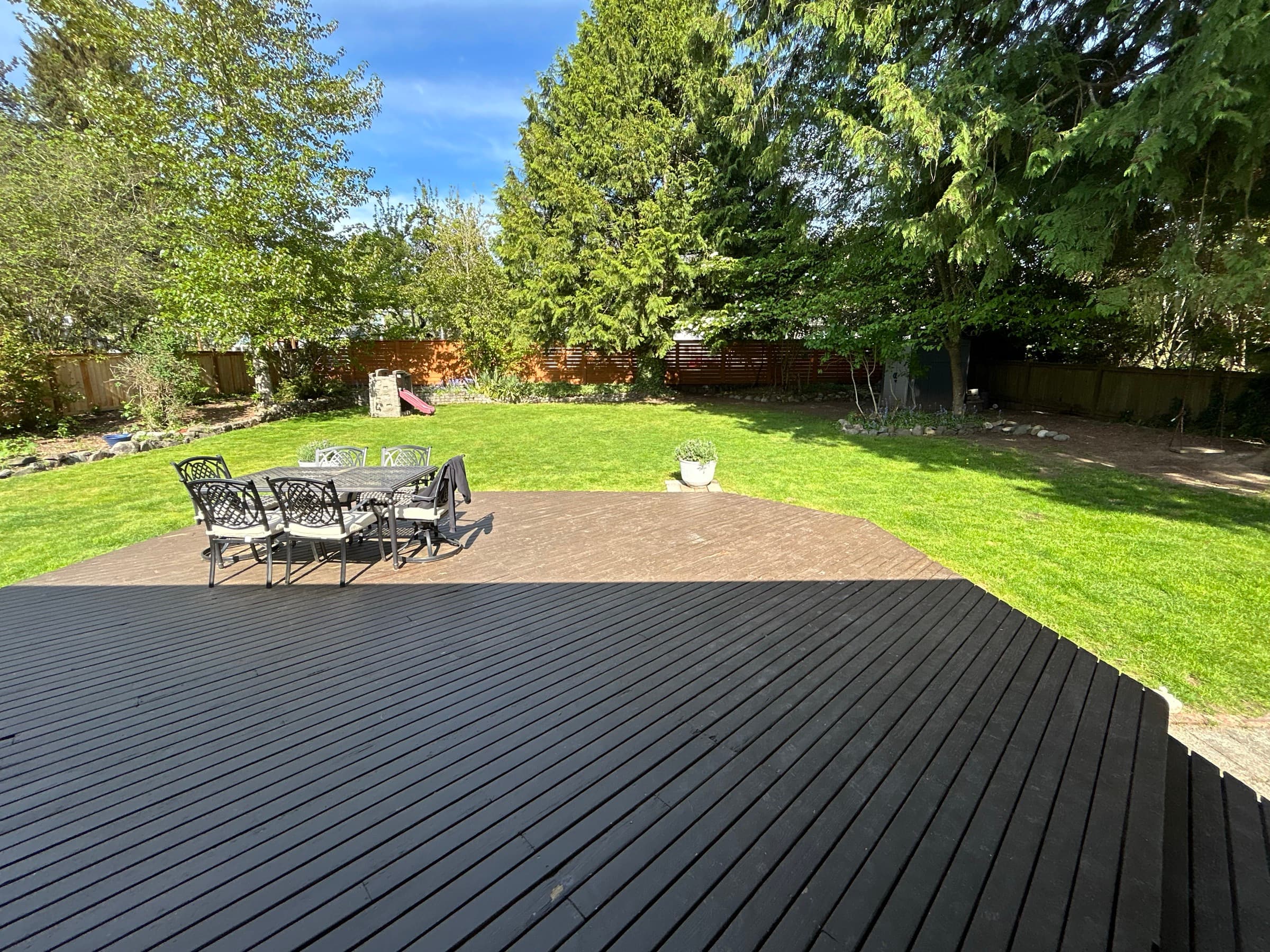 Backyard deck and lawn (DADU area)