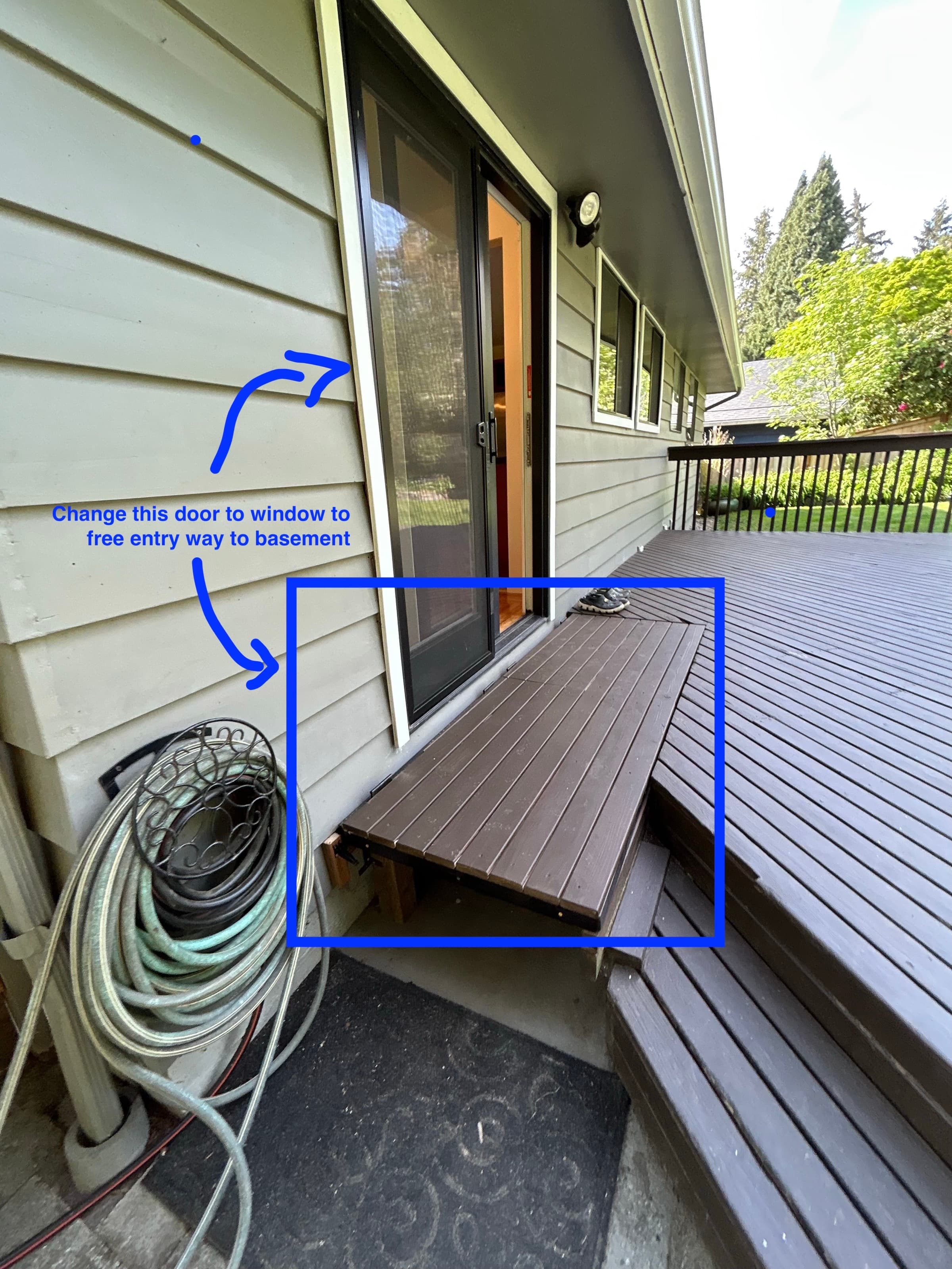 Upper-unit back door (to convert to window)
