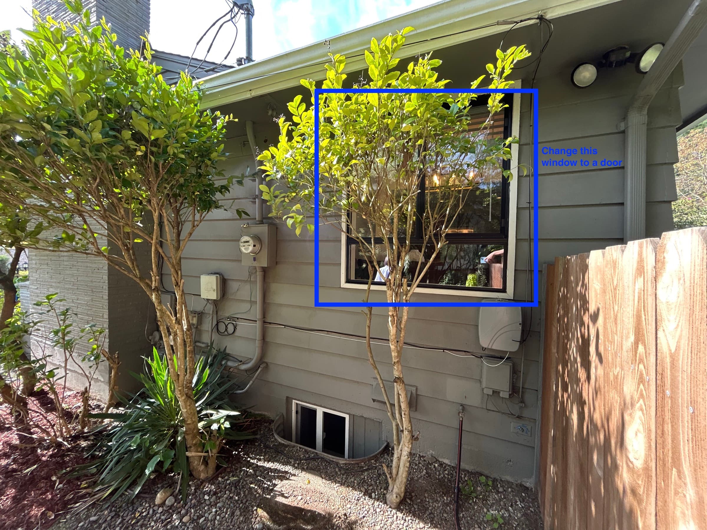 Side window to convert to basement-unit door